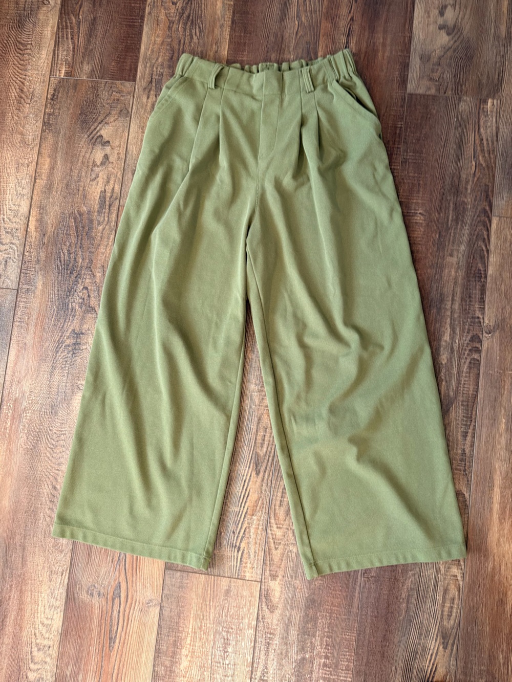 Source Unknown Olive Green Wide-Leg Trousers